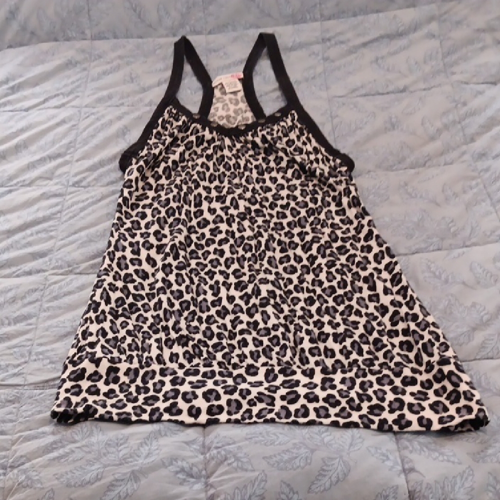 Body Central Black/White/Gray Leopard Print Racerback Camisole Size L